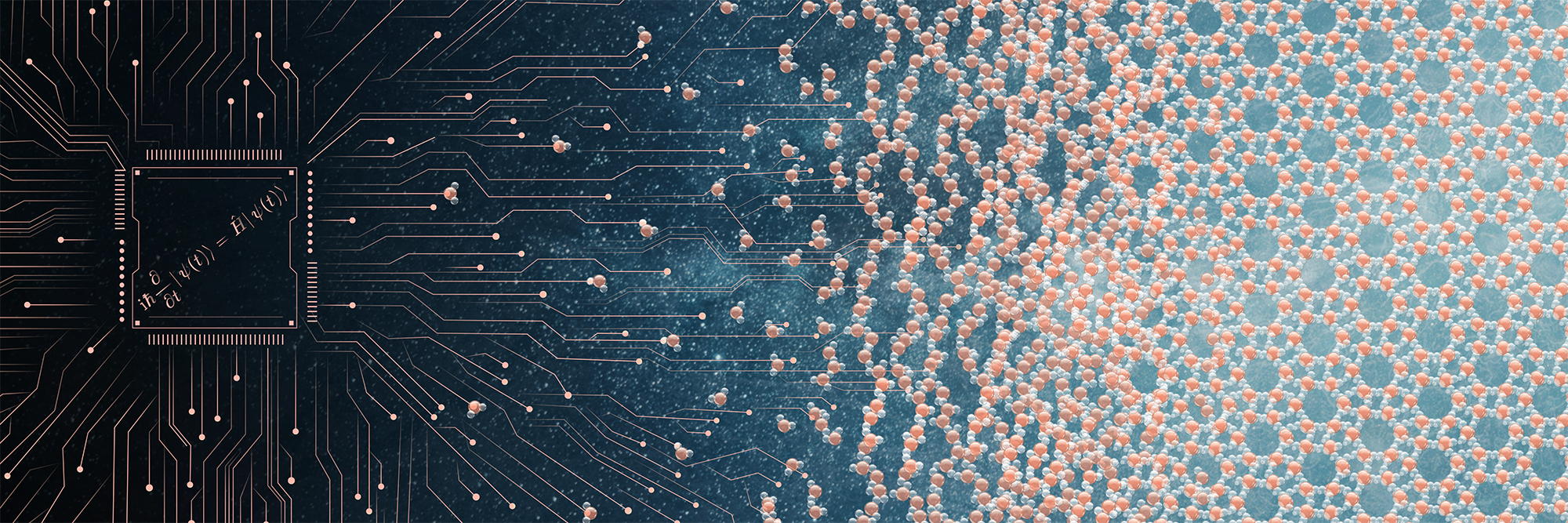 Young CAS project illustration of computer chip producing ice molecules and structures. Illustration by Camilla K. Elmar