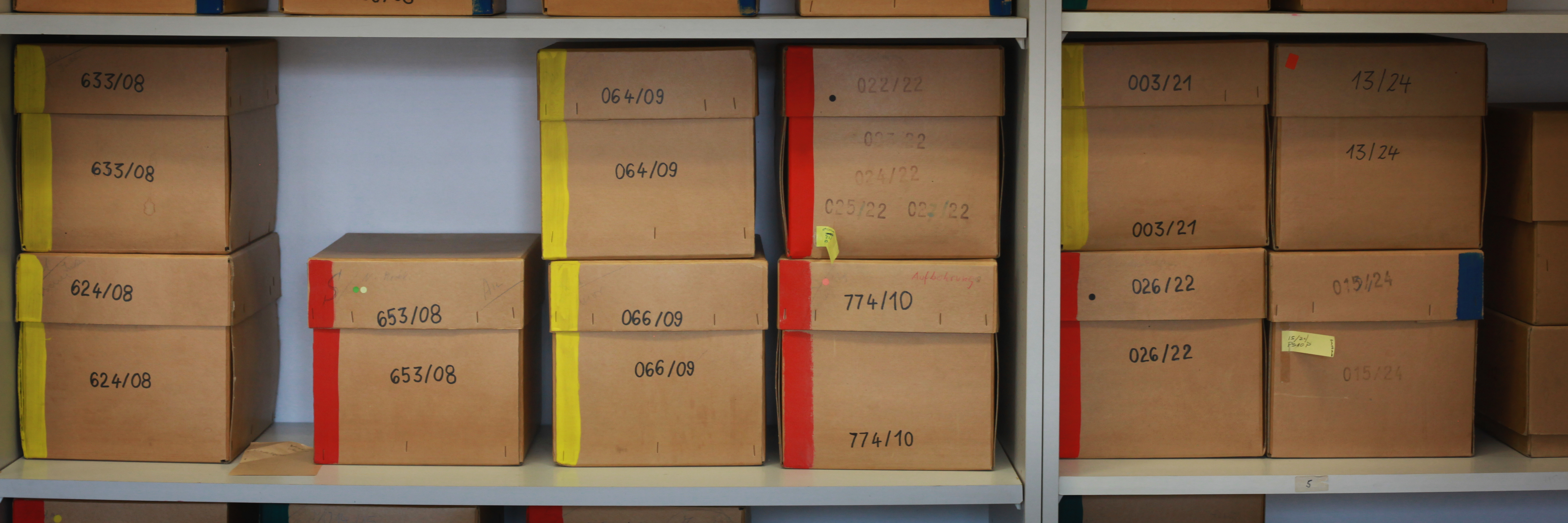 Project illustration: Boxes containing skulls in Göttingen's anthropological collection.