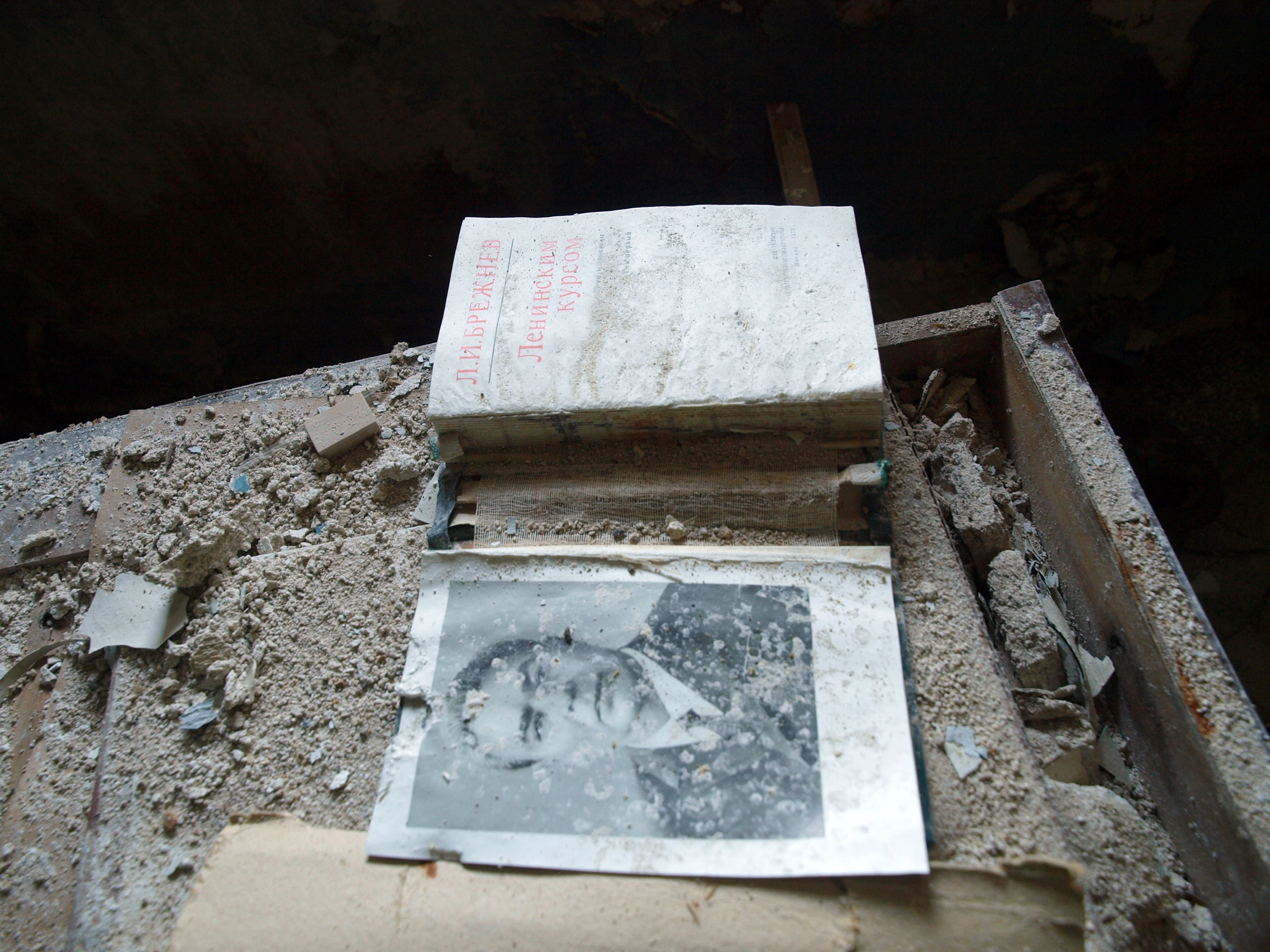 A book by General Secretary Brezhnev in an abandoned settlement in Dalnyie Zelentsy, Kola Peninsula. –	Archaeology can importantly contribute with their intimate experiences from direct engagement with soiled and broken things, matter and nature, Bjørnar says. 