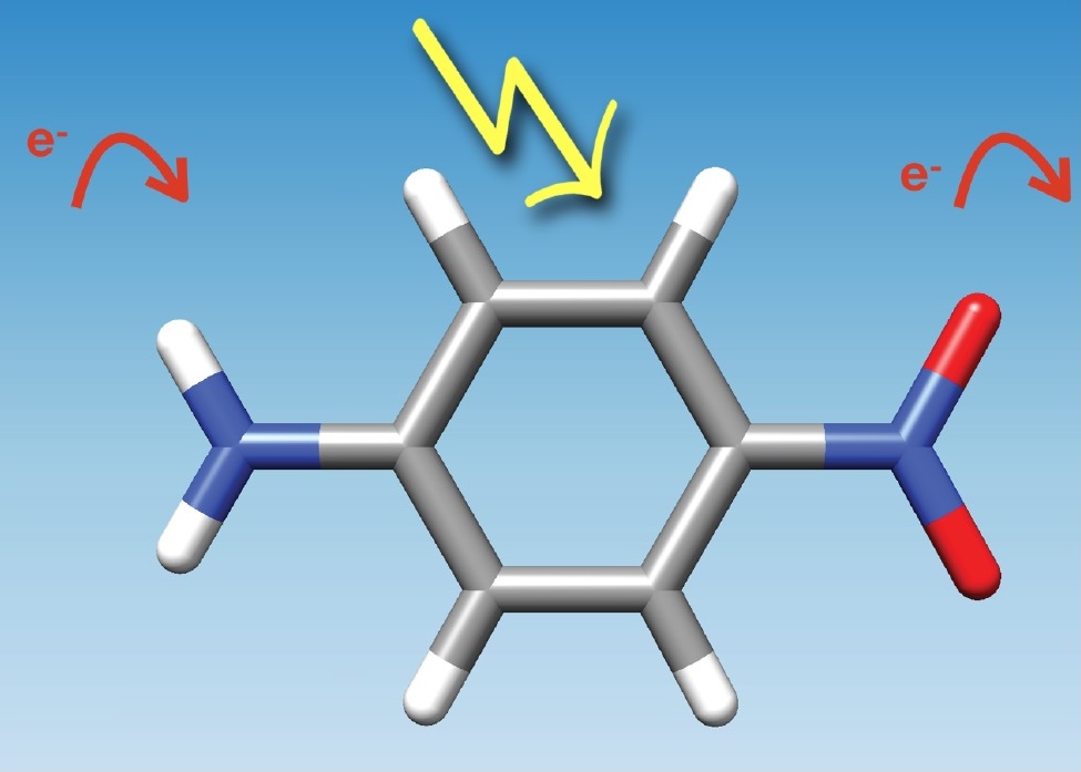 Electron transport between molecules in photoactivated redox reactions. Illustration: Ida-Marie Høyvik