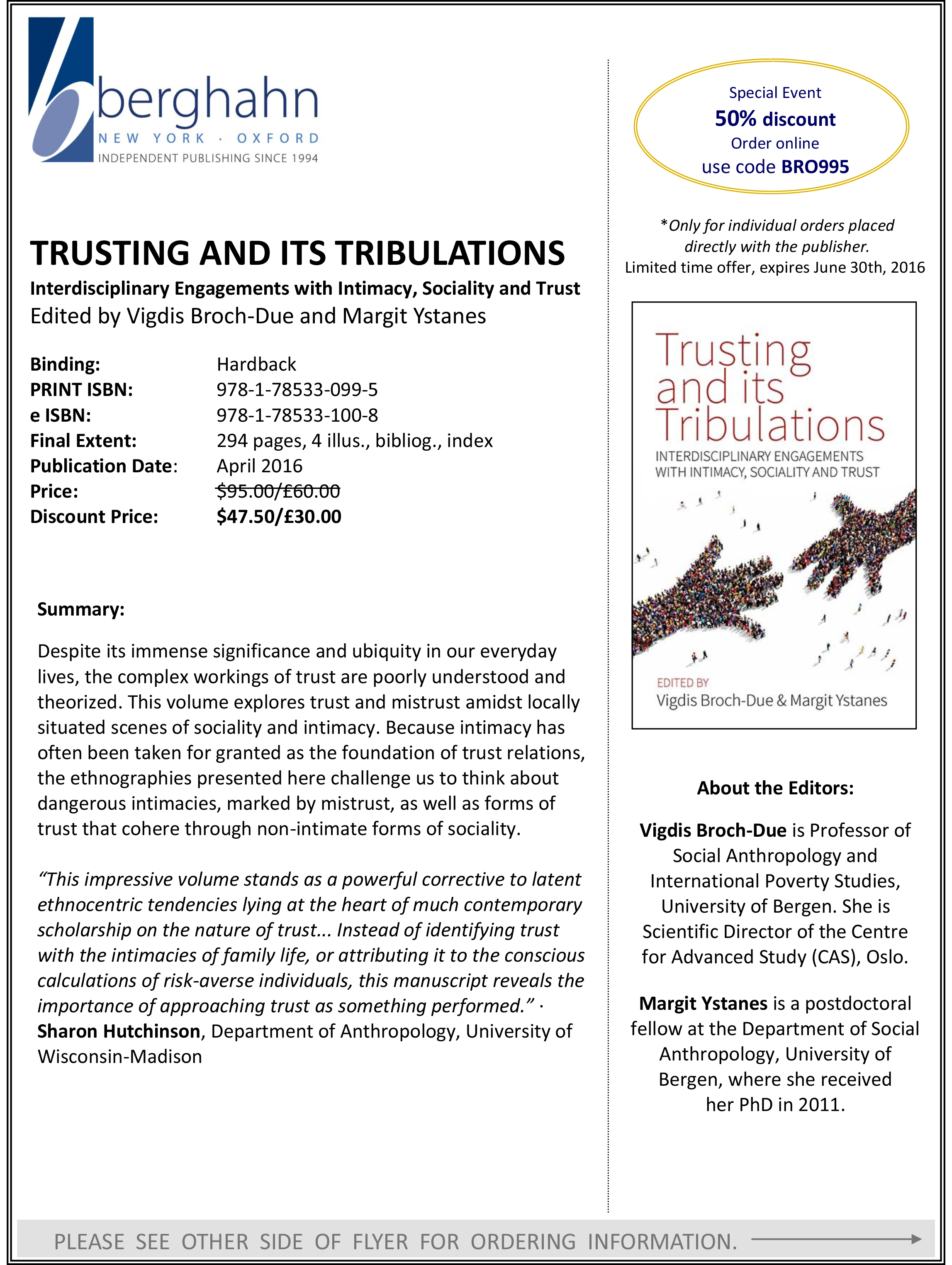 Professor Vigdis Broch-Due and Margit Ystanes: Trust and its Tribulations: Interdisciplinary Engagements with Intimacy, Sociality and Trust